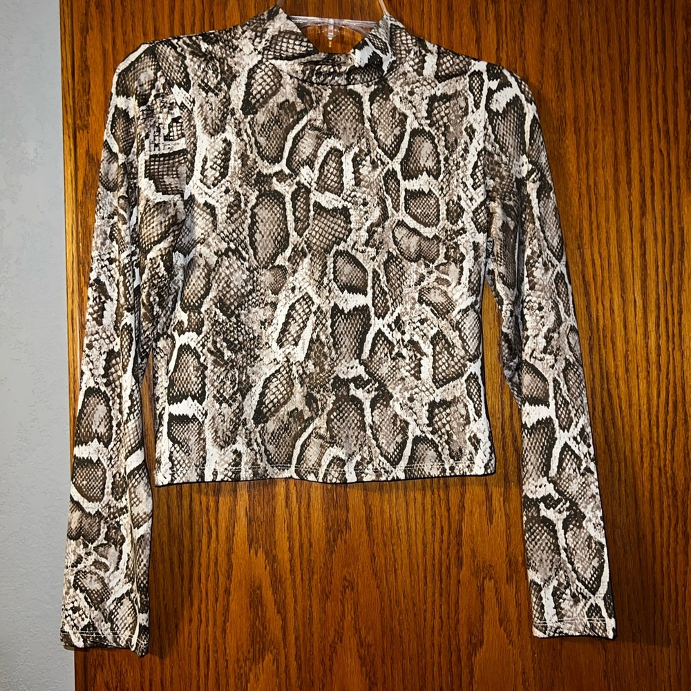 H&M Divided Brown Snakeskin Top
